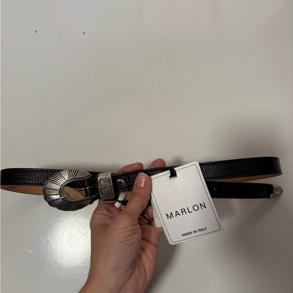 MARLON black Made In Italy Leather Buckle Belt